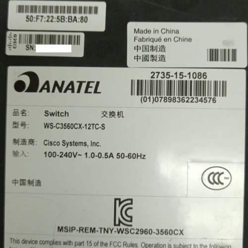 Cisco WS-C3560CX-12TC-S  Catalyst 3560-CX Switch