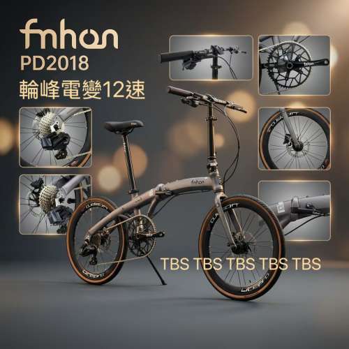 全新電變款2025 FNHON PD2018 輪峰電變12速 油剎 20吋 451 平焊鋁合金車架折叠車 送...