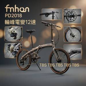 全新電變款2025 FNHON PD2018 輪峰電變12速 油剎 20吋 451 平焊鋁合金車架折叠車 送...