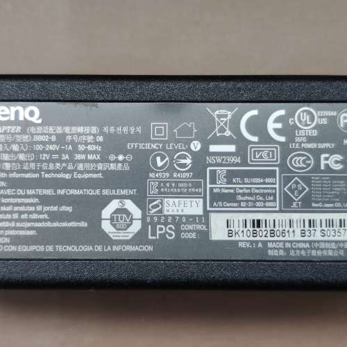 BenQ BB02-B 12V 3A / 12V 3000mA 電源供應器 火牛 Power Supply Power Adapter   ...