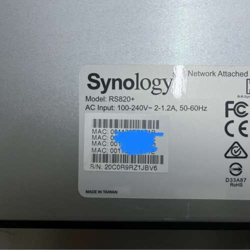 Synology RS820+ 4 Bay NAS 伺服器 冇硬盤架