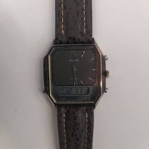 Vintage Seiko Alba V657-6500 Ana-Digital Watch W/Leather Strap