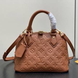 M26489棕色 M28661 全皮壓花貝殼包 Alma bb 手袋