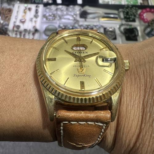 70年代Citizen SuperKing西鐵城軌道(鋸齒陀）25鑽自動機械表