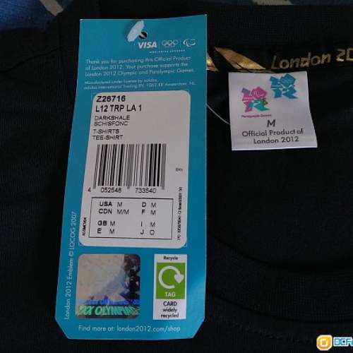 奥林匹克全新英國2012年奧運會T恤連背囊正版貨not adidas,nike,puma,new balance,s...
