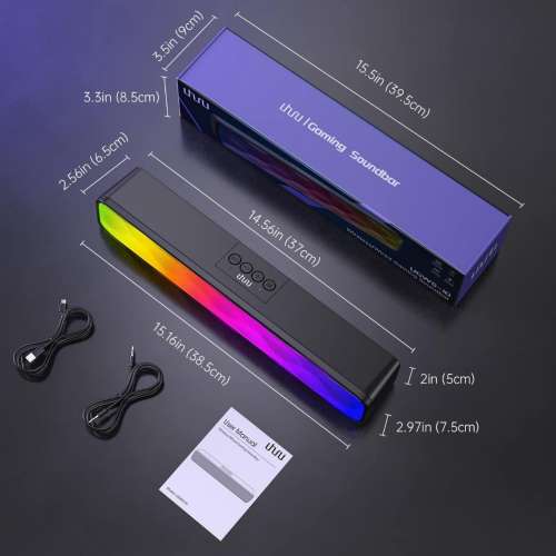 Uhuru RGB Soundbar UGWS-10電腦藍牙喇叭