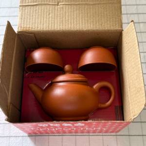 全新潮洲功夫茶紫砂茶壺連杯兩隻