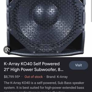 k-array ko40 21寸超低音一對
