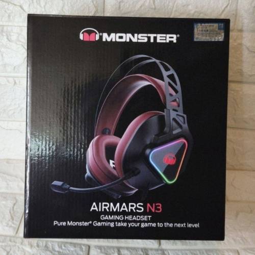 全新行貨勁靚聲Monster Airmars N3 USB 7.1 頭戴式電競耳筒 黑紅色