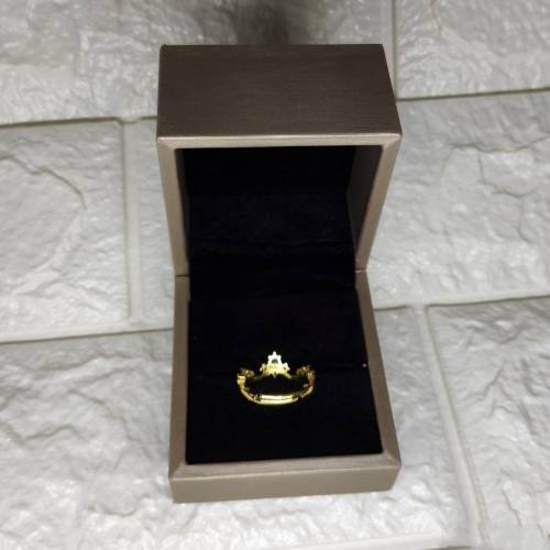 全新原裝金色皇冠寶石開口戒指