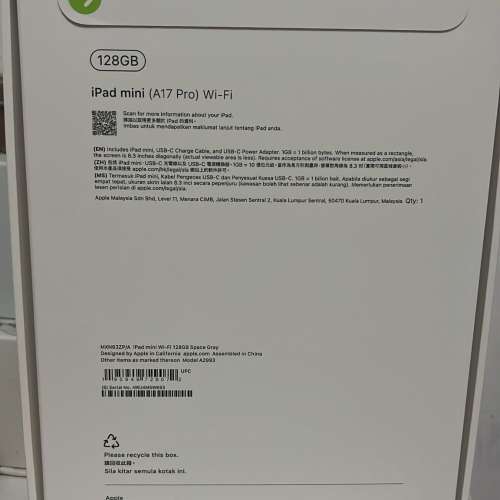Ipad Mini A17 Pro Wifi 128GB Space Grey