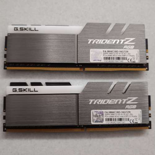 高頻 G.Skill Trident Z RGB DRR4 3866 16G (8G x 2)