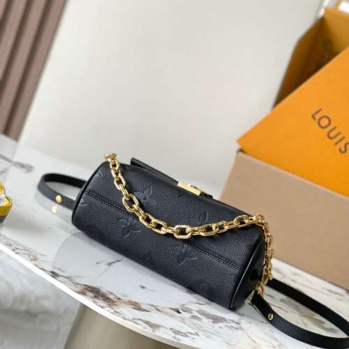 全皮壓花鏈條蓋頭吸扣褶皺包餃子包 M45813黑色動態芯片版