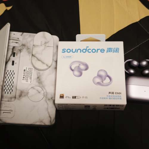 98%新 Anker Soundcore C50i 水貨 紫色 2025新款 耳夾式耳機 LDAC 送 ITFIT 鬧鐘充電...