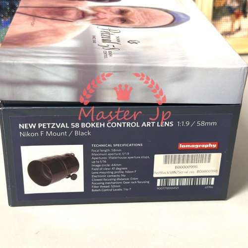 99.8% NEW Lomography Lomogon Petzval 58 Bokeh Control Art Lens Nikon F Black