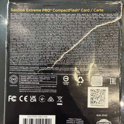 全新 SanDisk Extreme Pro UDMA7 CompactFlash 記憶卡 128GB 160MB/S