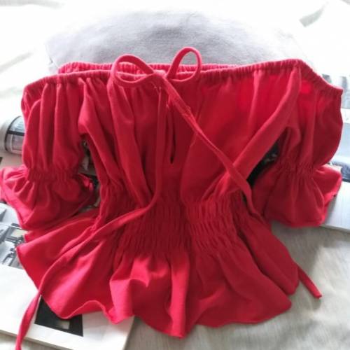 紅色！聖誔 一字膊Tshirt 短 Tops  T-shirts blouse Christmas 上衣 衫 紅色 新年 高...