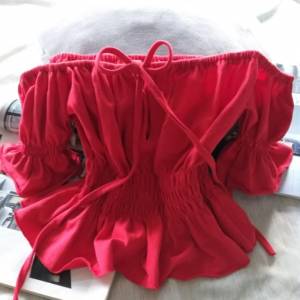 紅色！聖誔 一字膊Tshirt 短 Tops  T-shirts blouse Christmas 上衣 衫 紅色 新年 高...