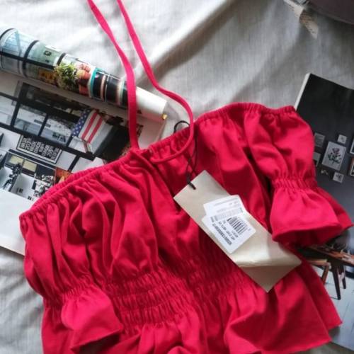 紅色！聖誔 一字膊Tshirt 短 Tops  T-shirts blouse Christmas 上衣 衫 紅色 新年 高...