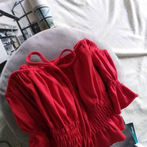 紅色！聖誔 一字膊Tshirt 短 Tops  T-shirts blouse Christmas 上衣 衫 紅色 新年 高...