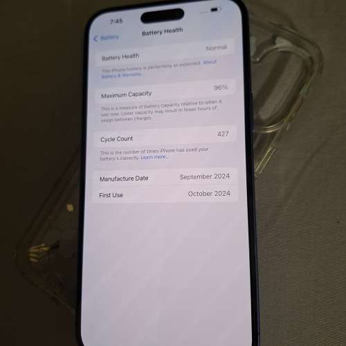雙卡港版iphone16  plus  256gb battery  96%