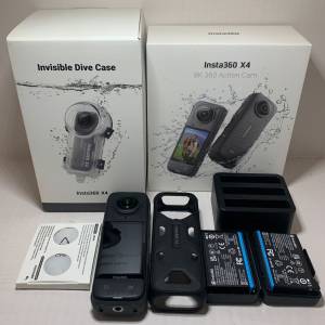 [觀塘實體店] 二手 Insta360 X4 (共2電+鏡頭保護套+原廠充電器+隱形潛水殼+控溫握套...