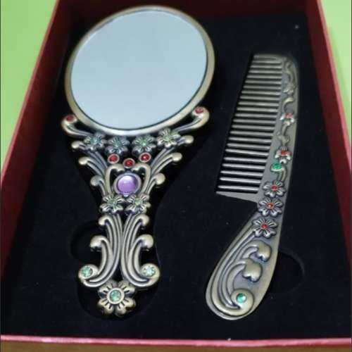 全新古典閃石梳鏡套裝 (5吋半）New tradtional mirror comb set gemstone gift