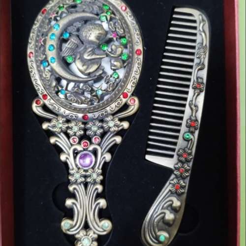全新古典閃石梳鏡套裝 (5吋半）New tradtional mirror comb set gemstone gift