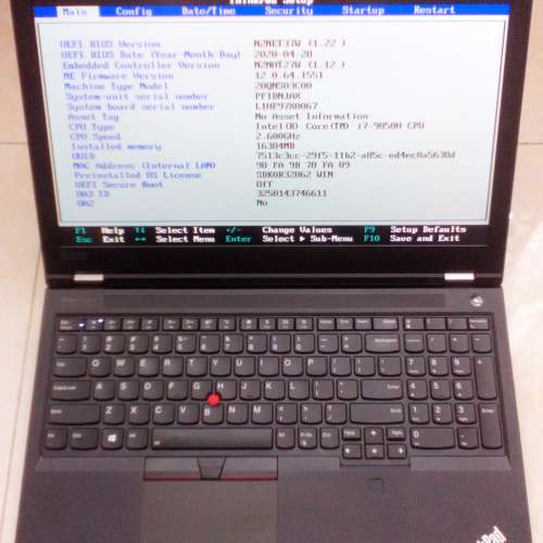 Lenovoo P53/15.6&rdquo;LED/i7-9850H 2.60GHz/16GB DDR4/512GB M.2 SSD+1TB HDD/95%New NB