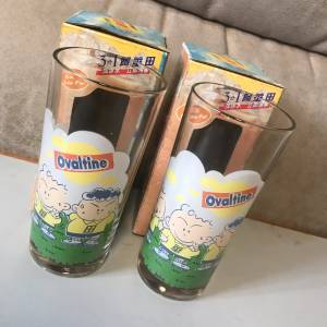 🥛 OVALTINE Glass 2pc Set Milk Glasses NEW 全新 阿華田 玻璃杯 2件套 個人收藏 🥛