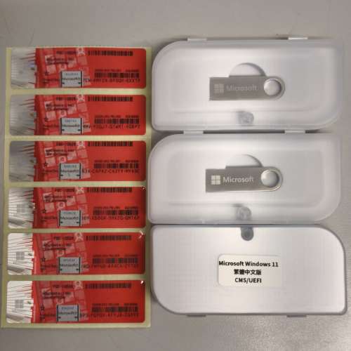 原裝正版Windows 11 pro + USB boot機安裝碟，OEM序號標貼，Windows 11 key，Windo...