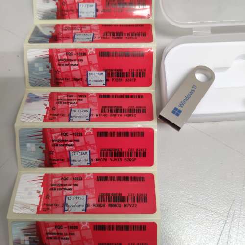 原裝正版Windows 11 pro + USB boot機安裝碟，OEM序號標貼，Windows 11 key，Windo...