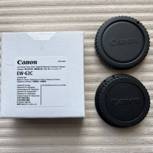 Canon lens hood EW-63C，全新買回來未用過，另外鏡頭前、後蓋