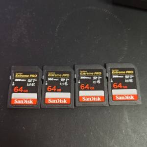 SanDisk 讀寫300mb/s v90 64GB 最高速sd card, 新出a7m5就啱哂嚟用