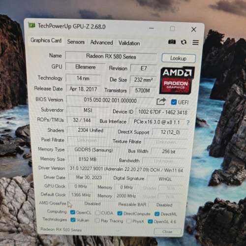 MSI RX 580 8GB Armor OC 2304sp