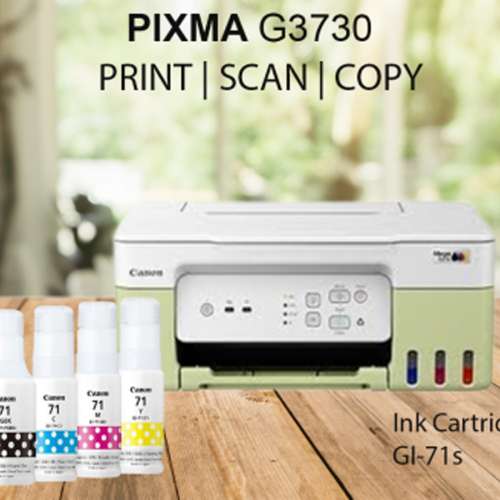 入滿一套墨水淨機性能良好2個墨盒新款CANON G3730加墨式三合一無線Scan printer可ap...