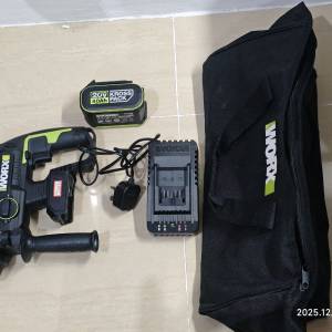 威克士無刷鋰電充電式電錘 WU386 + 20v 40Ah單電 + 快充 + 袋