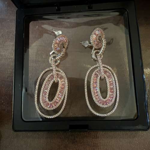 精鋼晧石純銀耳環連盒