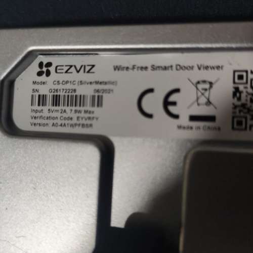 Ezviz 螢石 DP1C 全無線貓眼攝像頭+門鈴 CS-DP1C