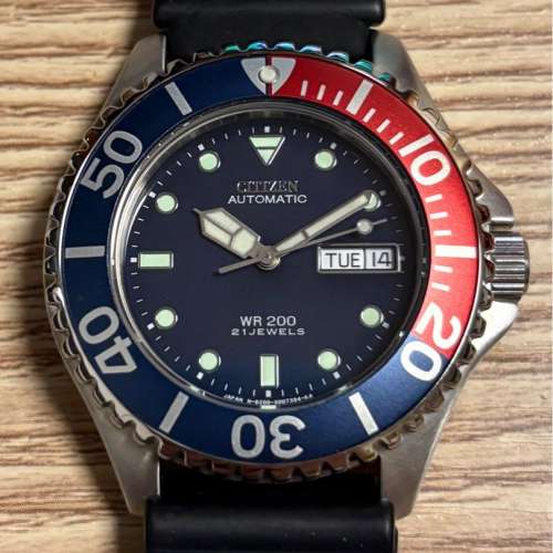中古Citizen 海豚百事圈 機械潛水錶