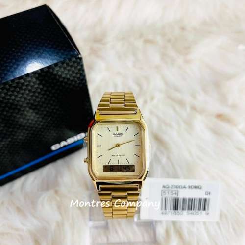 Montres Company 香港註冊公司(32年老店) 卡西歐 CASIO 金色不鏽鋼錶帶 AQ-230GA-9D...