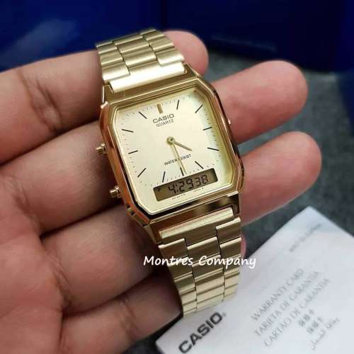 Montres Company 香港註冊公司(32年老店) 卡西歐 CASIO 金色不鏽鋼錶帶 AQ-230GA-9D...