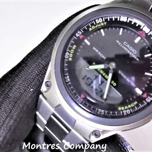 Montres Company 香港註冊公司(32年老店) 卡西歐 CASIO Data Bank 不鏽鋼錶帶 AW-8...