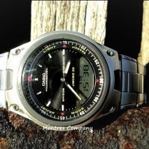 Montres Company 香港註冊公司(32年老店) 卡西歐 CASIO Data Bank 不鏽鋼錶帶 AW-8...