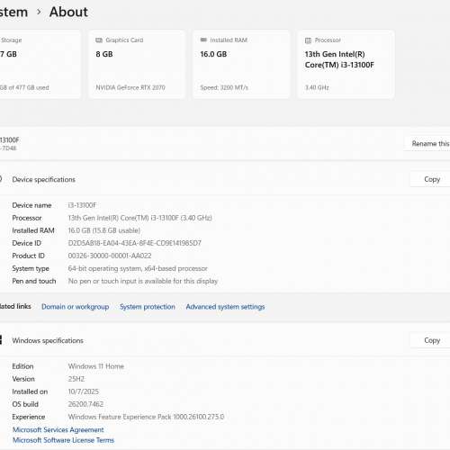 MSI RTX 2070 打機電腦 Gaming PC