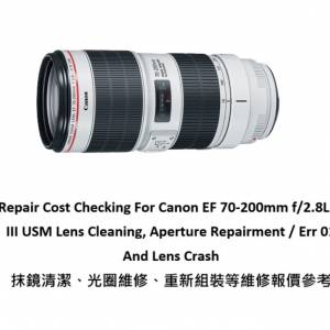 Repair Cost Checking For Canon EF 70-200mm f/2.8L IS III USM Lens Cleaning