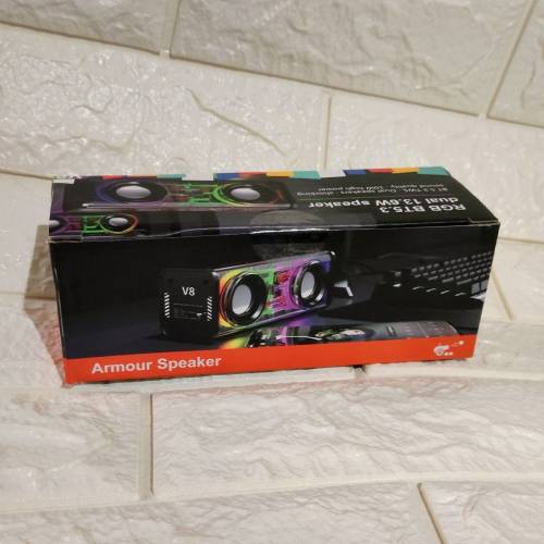 全新原裝勁靚聲Armour Spaker V8 USB充電LED幻彩燈立體聲藍牙喇叭 可插咭 黑色