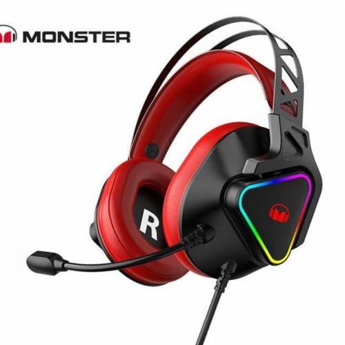 全新行貨勁靚聲Monster Airmars N3 USB 7.1 頭戴式電競耳筒 黑紅色