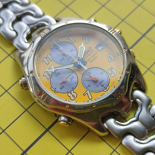 * 極罕有 * 精工响鬧、兩地時間、計時石英錶 seiko 7T32-6G90