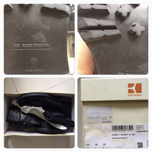 Hugo Boss Orange Men's motorcycle/working boots 男士 水磨手擦漆皮 中靴